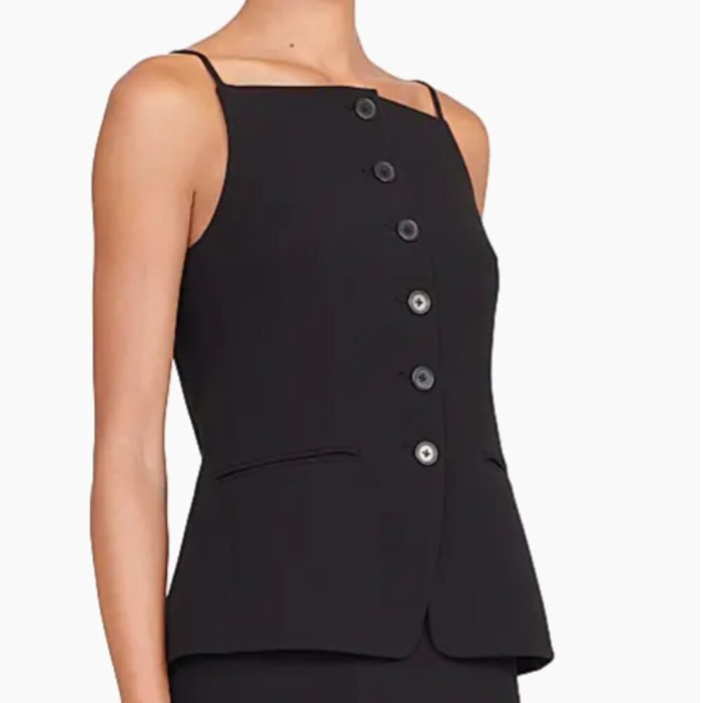 Staud  Una Button-Front Tank Vest in Black